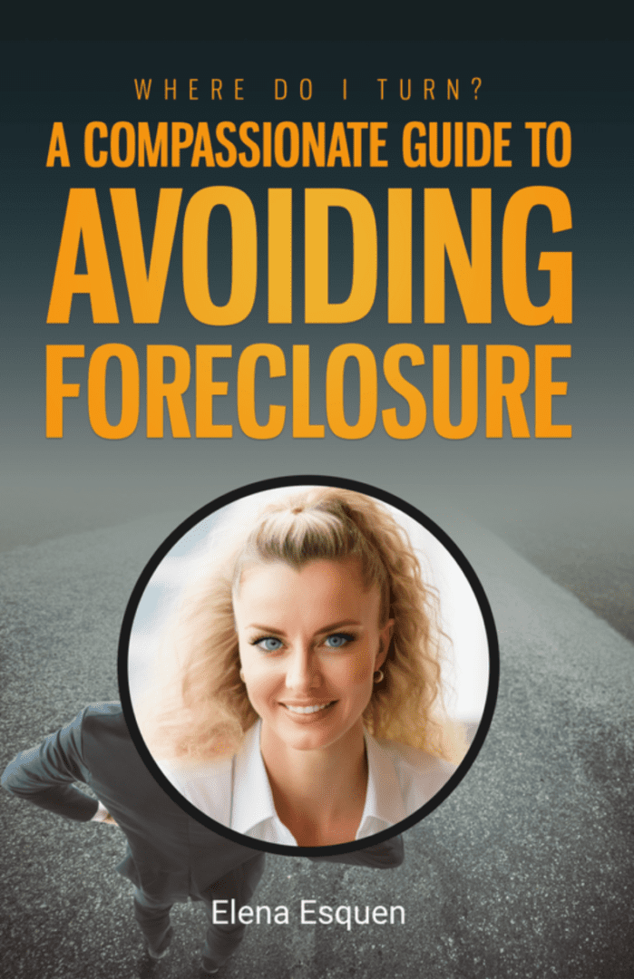 A woman is smiling in front of an image that says " avoiding foreclosure ".