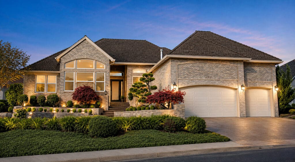 Twilight exterior view of a Tampa Bay area home, representing rising home values and homeowner equity