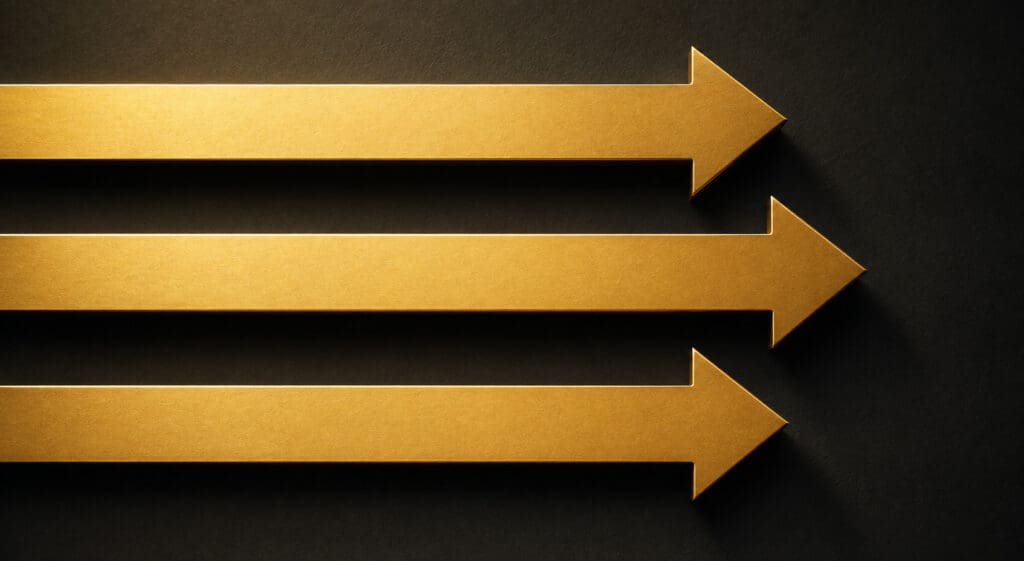 Gold arrows symbolizing forward momentum in a Tampa Bay home sale moving smoothly toward closing — Elena Esquen Relocation Expert